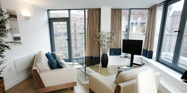 Lounge in a Leeds serviced apartment